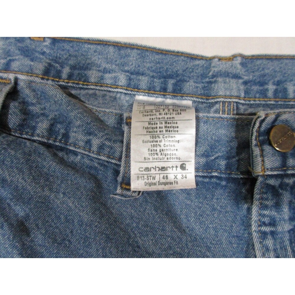 Carhartt Denim Jeans Men 46x34 Blue Relaxed Carpenter 100% Cotton - Picture 8 of 8